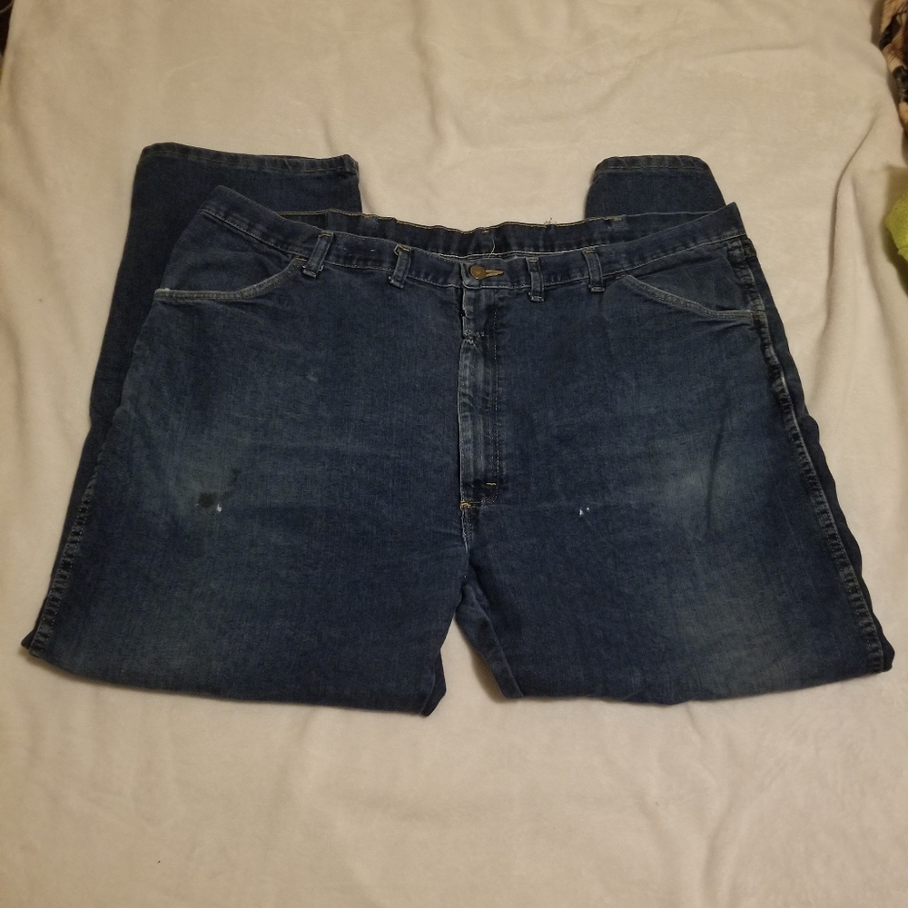 🤍 GUC Wrangler Men's Blue Jeans Size 46x30 - Picture 2 of 5